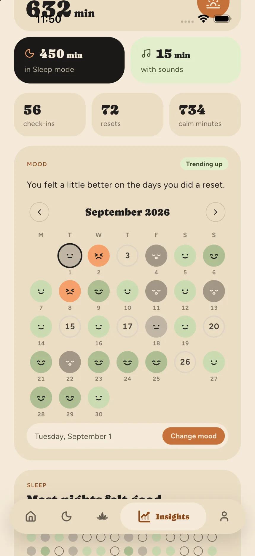 Insights screen