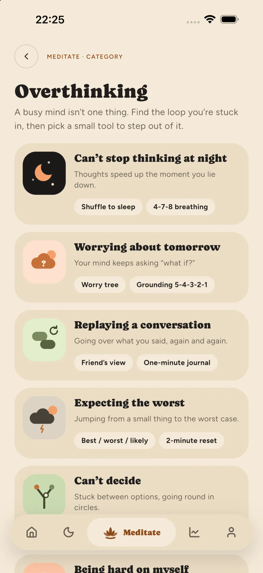 Overthinking screen